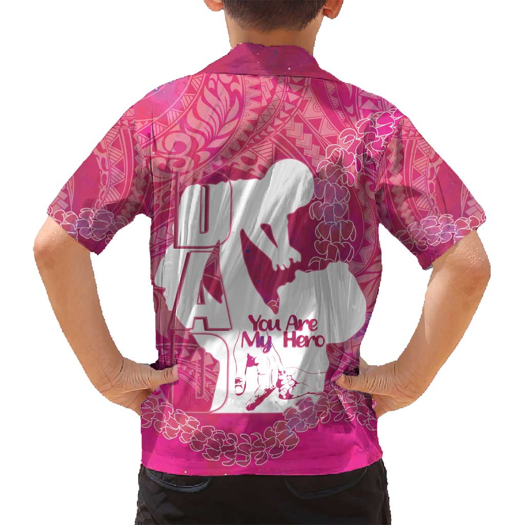 Pink Polynesia Father's Day Family Matching Tank Maxi Dress and Hawaiian Shirt Dad You Are My Hero LT14 - Polynesian Pride