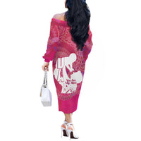 Pink Polynesia Father's Day Off The Shoulder Long Sleeve Dress Dad You Are My Hero LT14 - Polynesian Pride