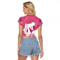 Pink Polynesia Father's Day Raglan Cropped T Shirt Dad You Are My Hero LT14 - Polynesian Pride