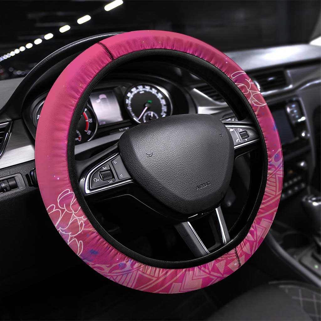 Pink Polynesia Father's Day Steering Wheel Cover Dad You Are My Hero