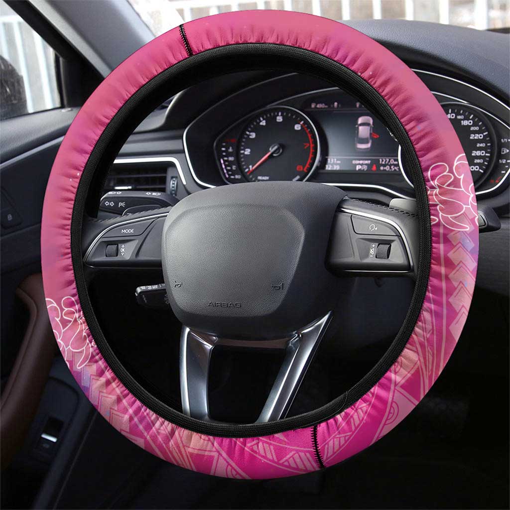 Pink Polynesia Father's Day Steering Wheel Cover Dad You Are My Hero