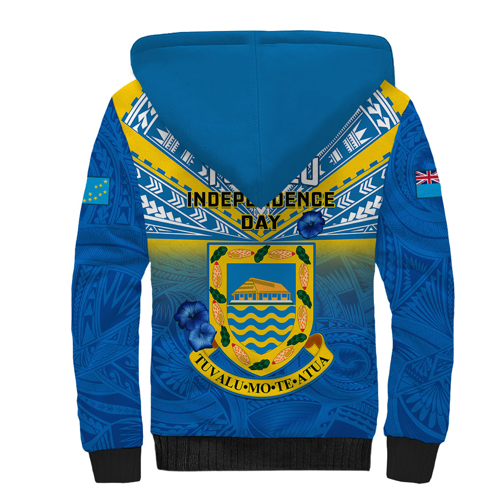 Tuvalu Independence Day Sherpa Hoodie Tuvaluan Proud 45th Anniversary Polynesian Pattern LT14 - Polynesian Pride