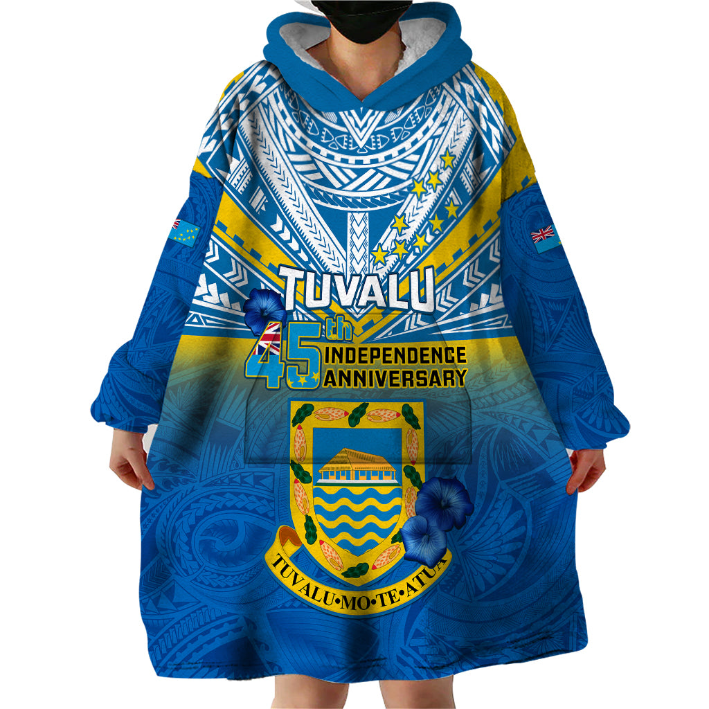 Tuvalu Independence Day Wearable Blanket Hoodie Tuvaluan Proud 45th Anniversary Polynesian Pattern LT14 - Polynesian Pride