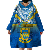 Personalised Tuvalu Independence Day Wearable Blanket Hoodie Tuvaluan Proud 45th Anniversary Polynesian Pattern LT14 - Polynesian Pride
