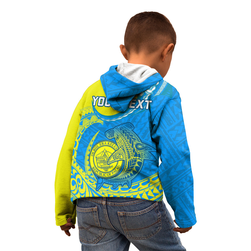 Personalised Palau Independence Day Kid Hoodie Happy 29th Anniversary Polynesian Hammerhead Shark LT14 - Polynesian Pride