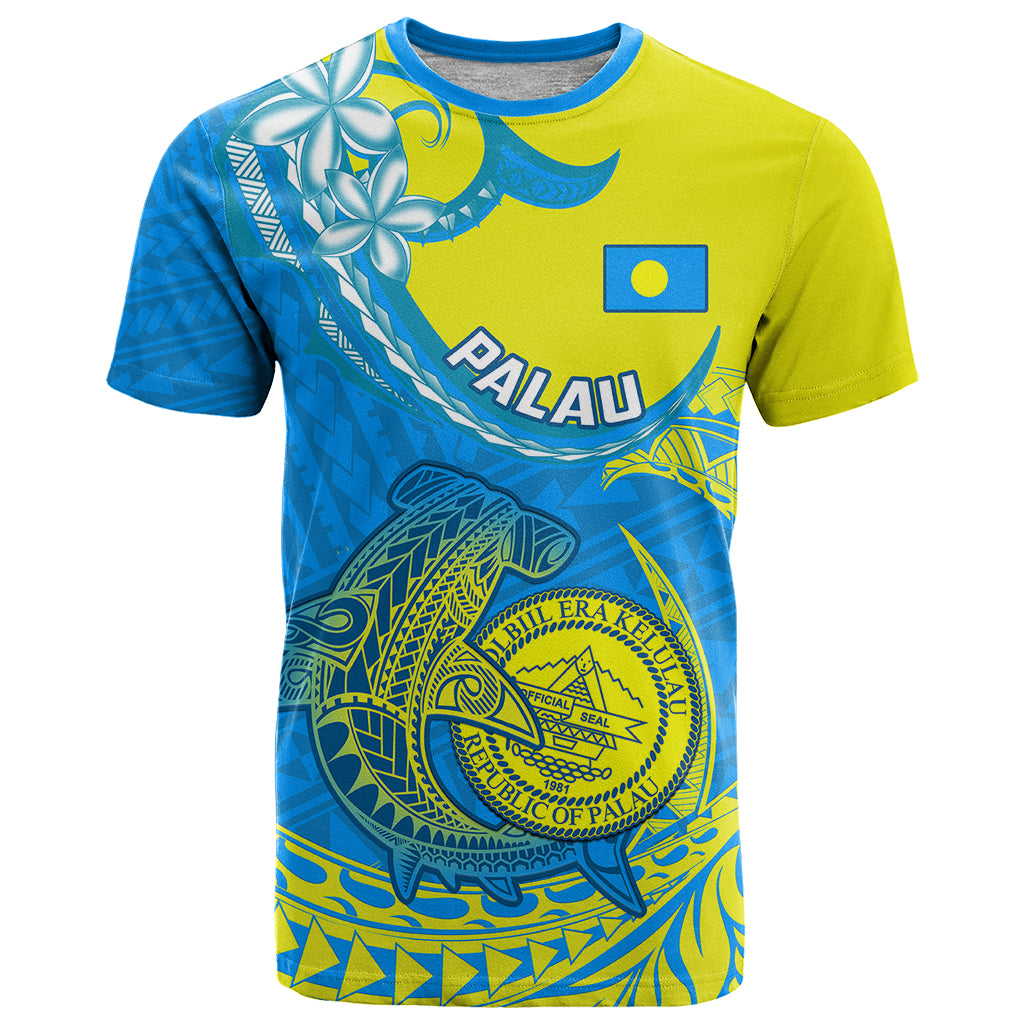 Custom Palau Independence Day T Shirt Happy 29th Anniversary Polynesian Hammerhead Shark LT14 Blue - Polynesian Pride