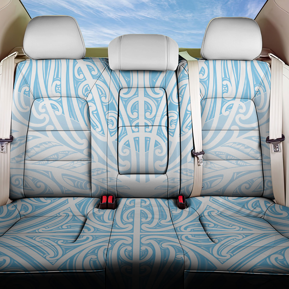 Blue New Zealand Puhoro Maori Tattoo Back Car Seat Cover LT14 One Size Blue - Polynesian Pride