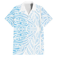 Blue New Zealand Puhoro Maori Tattoo Family Matching Long Sleeve Bodycon Dress and Hawaiian Shirt