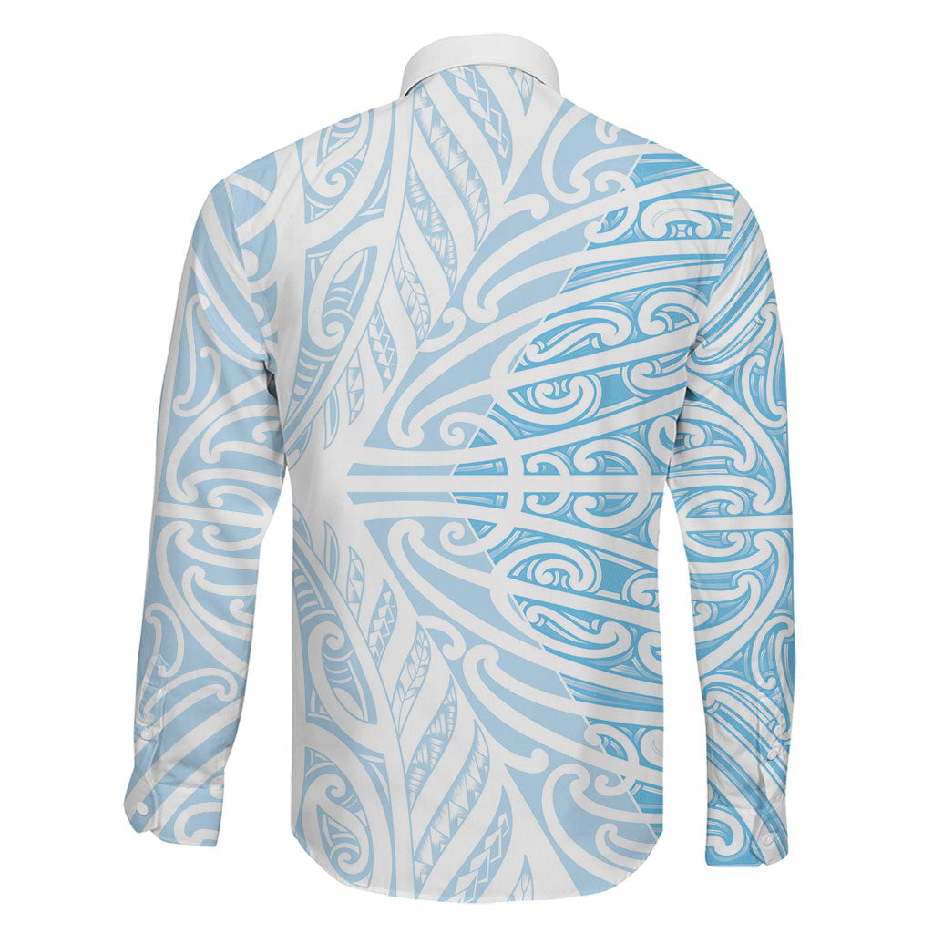 Blue New Zealand Puhoro Maori Tattoo Family Matching Long Sleeve Bodycon Dress and Hawaiian Shirt