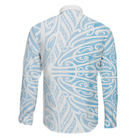 Blue New Zealand Puhoro Maori Tattoo Family Matching Off Shoulder Maxi Dress and Hawaiian Shirt