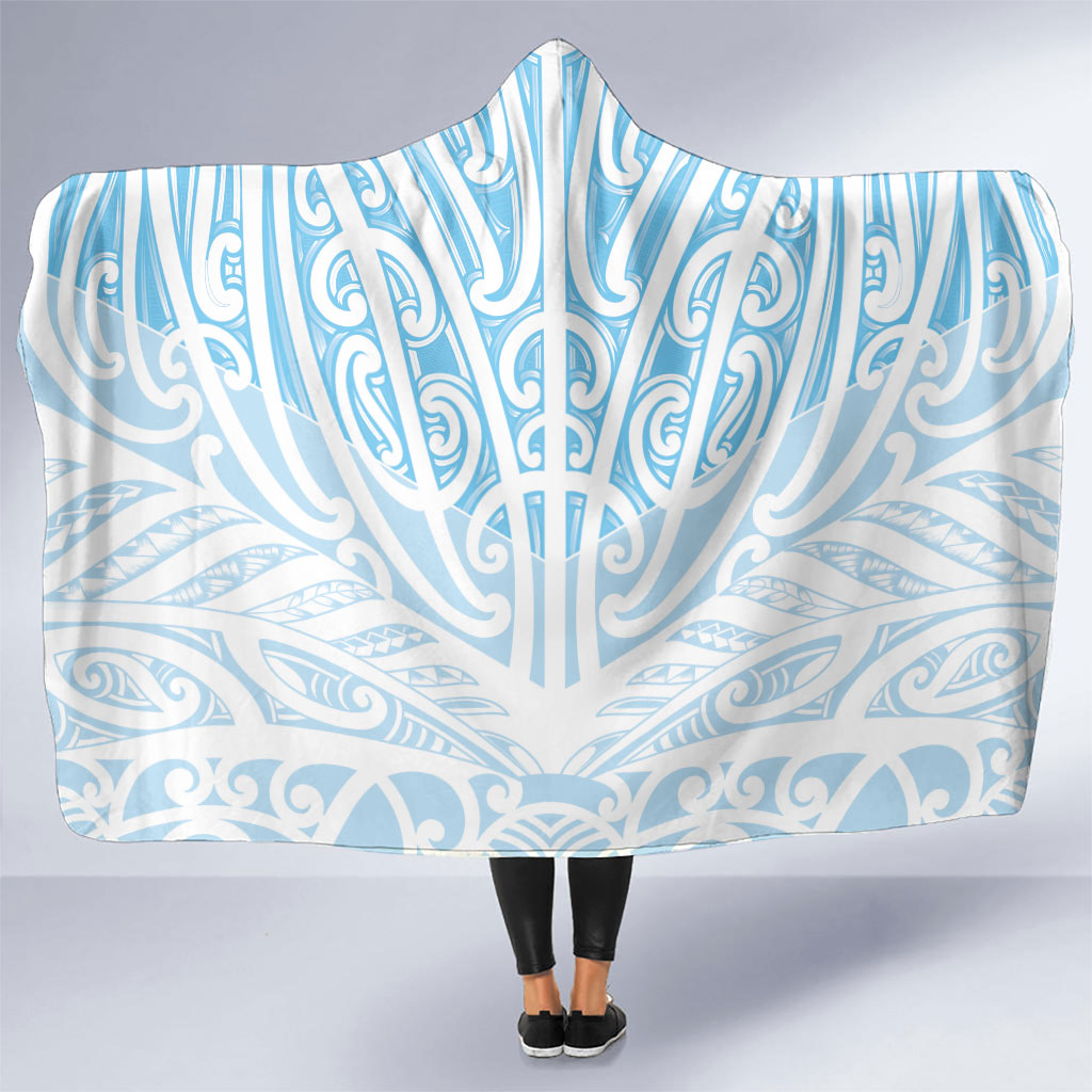 Blue New Zealand Puhoro Maori Tattoo Hooded Blanket LT14 One Size Blue - Polynesian Pride