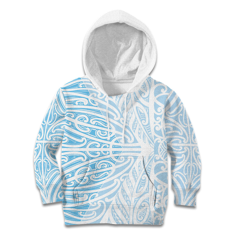 Blue New Zealand Puhoro Maori Tattoo Kid Hoodie LT14 Hoodie Blue - Polynesian Pride