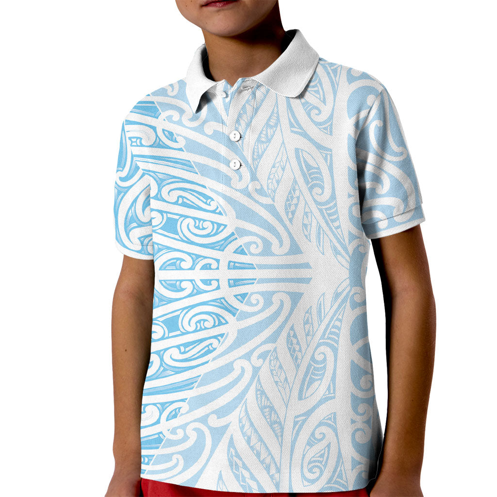 Blue New Zealand Puhoro Maori Tattoo Kid Polo Shirt LT14 Kid Blue - Polynesian Pride