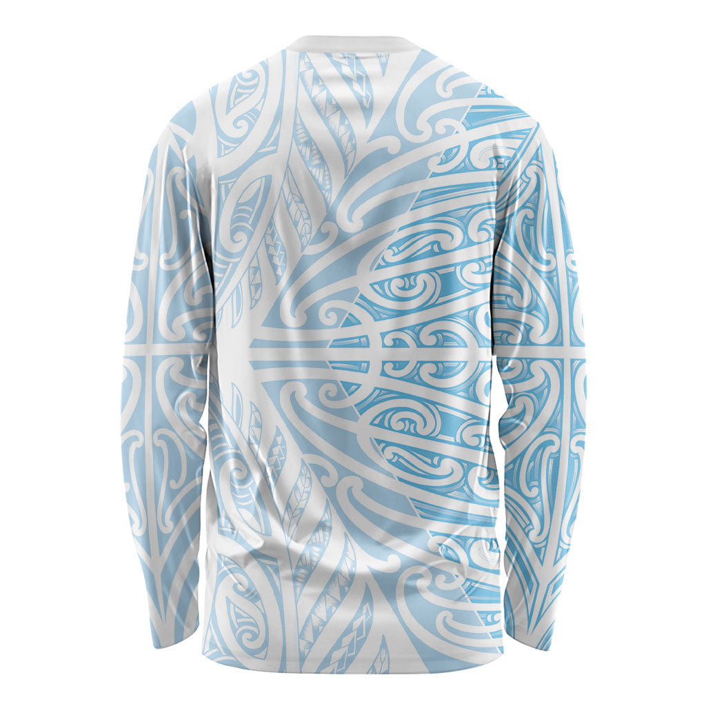 Blue New Zealand Puhoro Maori Tattoo Long Sleeve Shirt