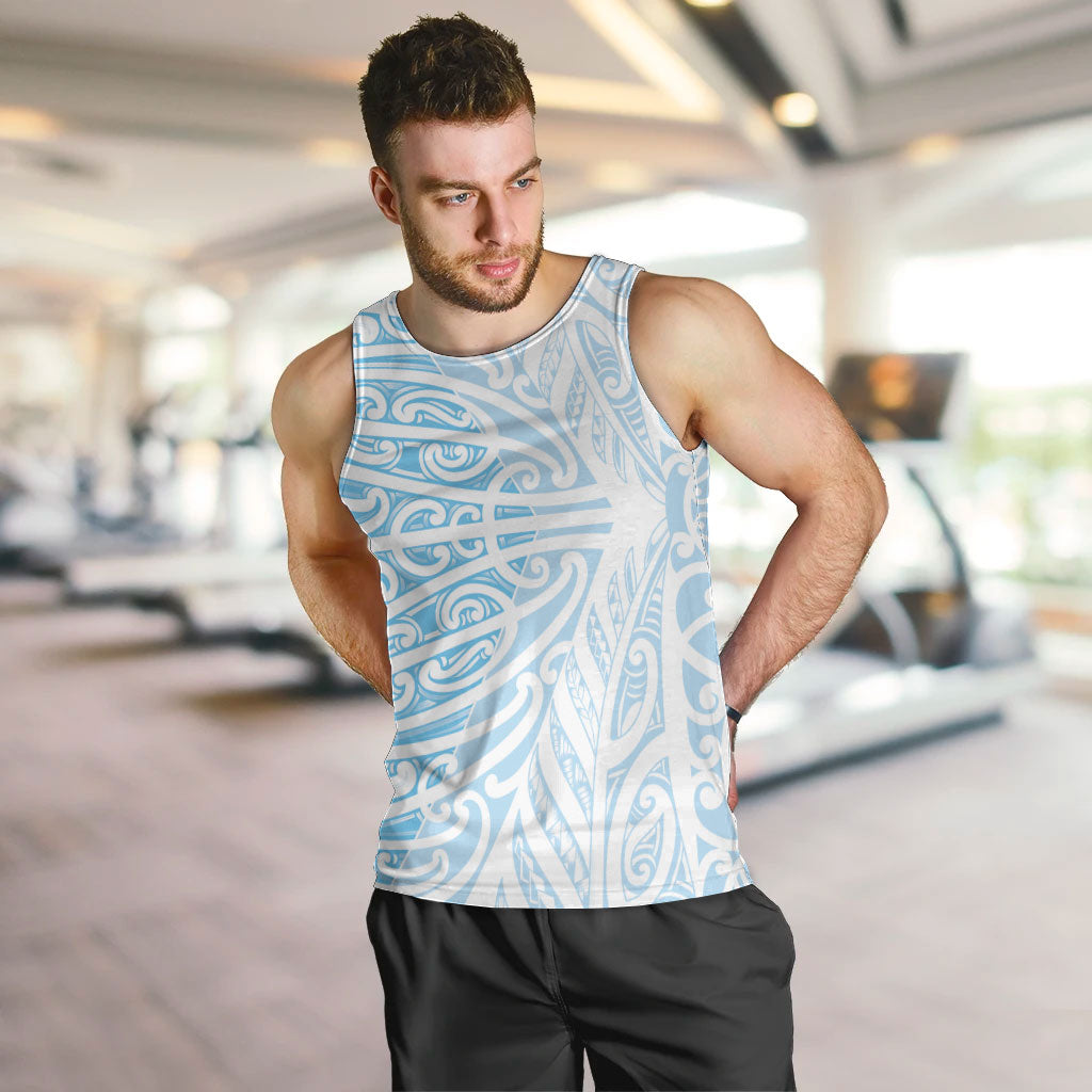 Blue New Zealand Puhoro Maori Tattoo Men Tank Top LT14 Blue - Polynesian Pride