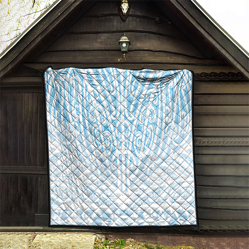 Blue New Zealand Puhoro Maori Tattoo Quilt