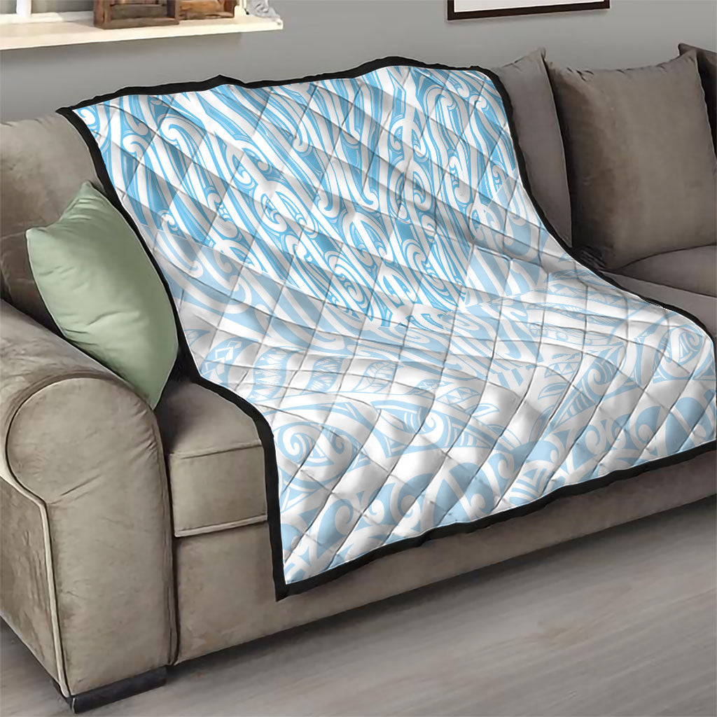 Blue New Zealand Puhoro Maori Tattoo Quilt