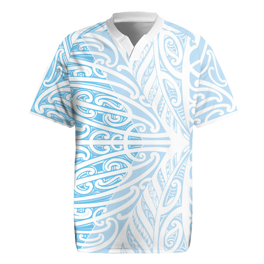 Blue New Zealand Puhoro Maori Tattoo Rugby Jersey LT14 Blue - Polynesian Pride