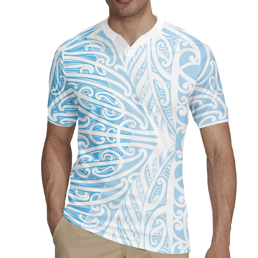 Blue New Zealand Puhoro Maori Tattoo Rugby Jersey