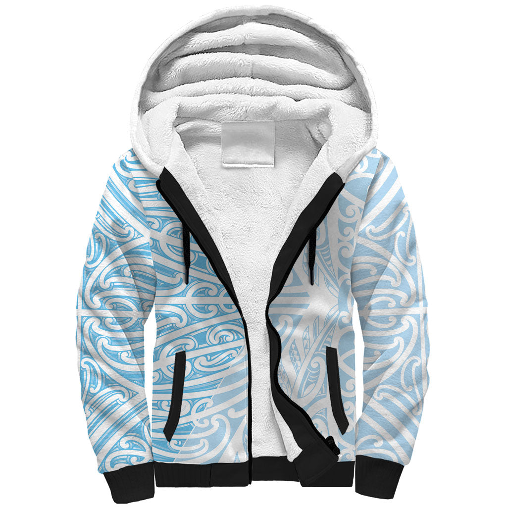 Blue New Zealand Puhoro Maori Tattoo Sherpa Hoodie LT14 Unisex Blue - Polynesian Pride