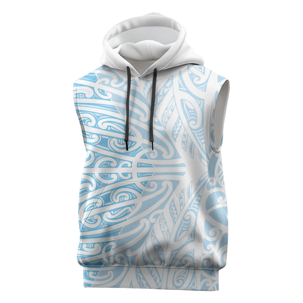 Blue New Zealand Puhoro Maori Tattoo Sleeveless Hoodie LT14 Blue - Polynesian Pride