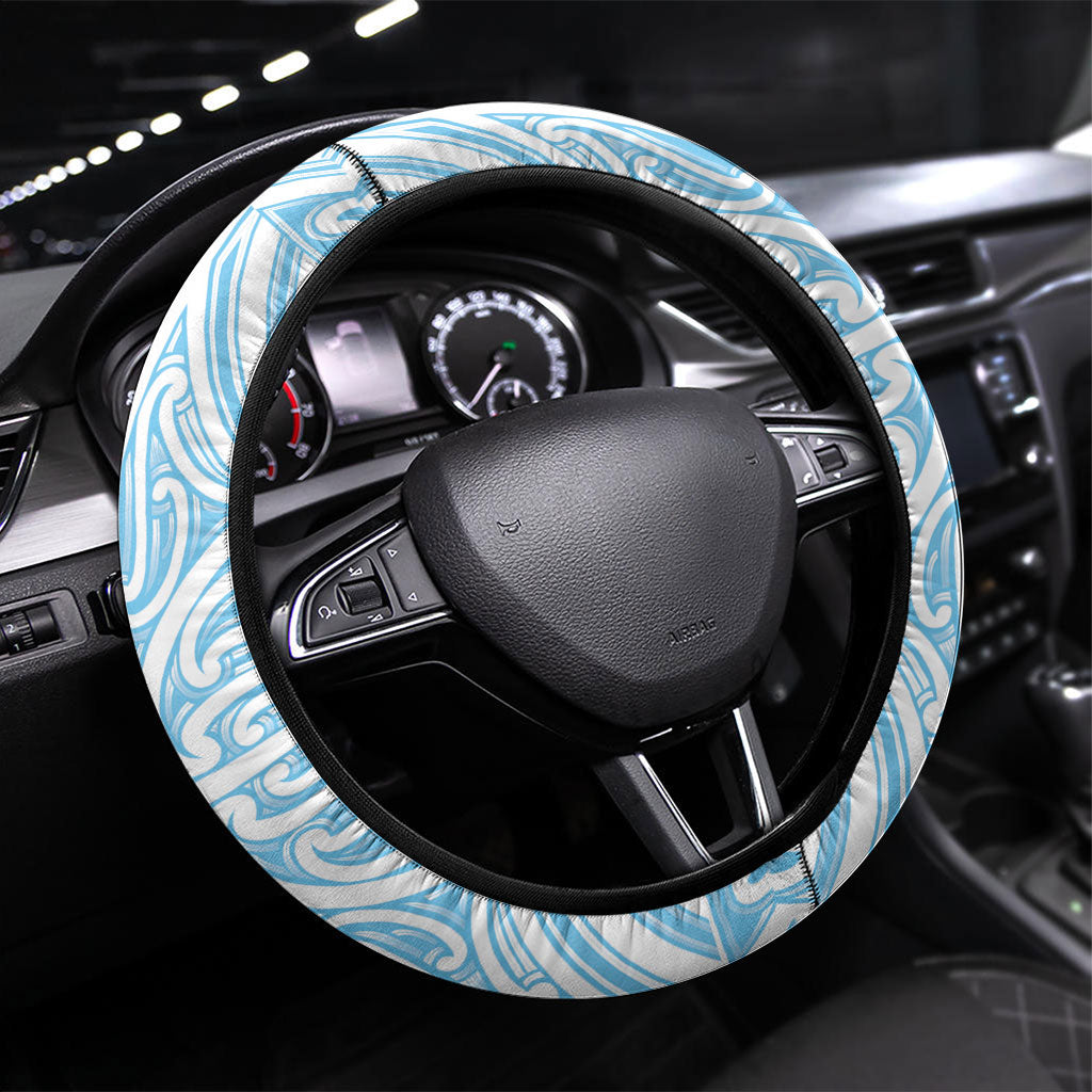 Blue New Zealand Puhoro Maori Tattoo Steering Wheel Cover LT14 Universal Fit Blue - Polynesian Pride