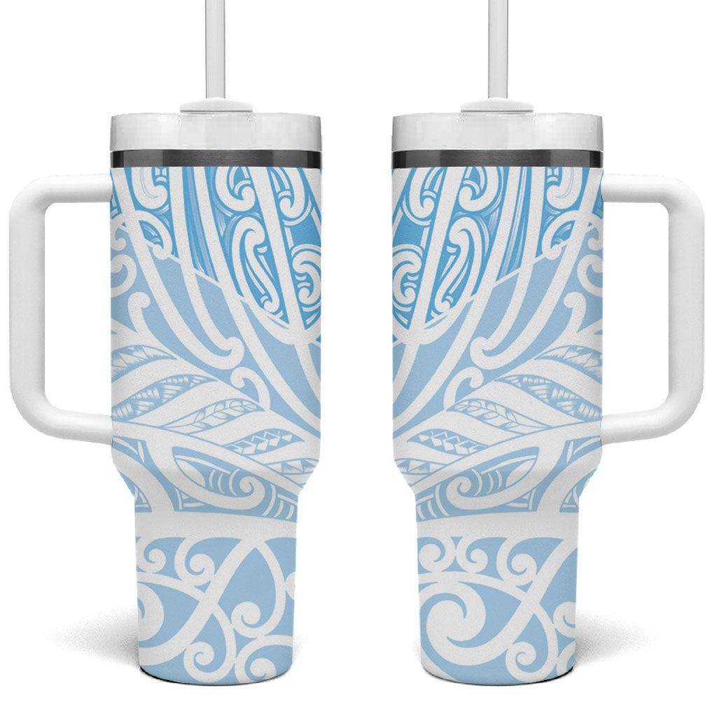 Blue New Zealand Puhoro Maori Tattoo Tumbler With Handle LT14 One Size: 40 oz Blue - Polynesian Pride