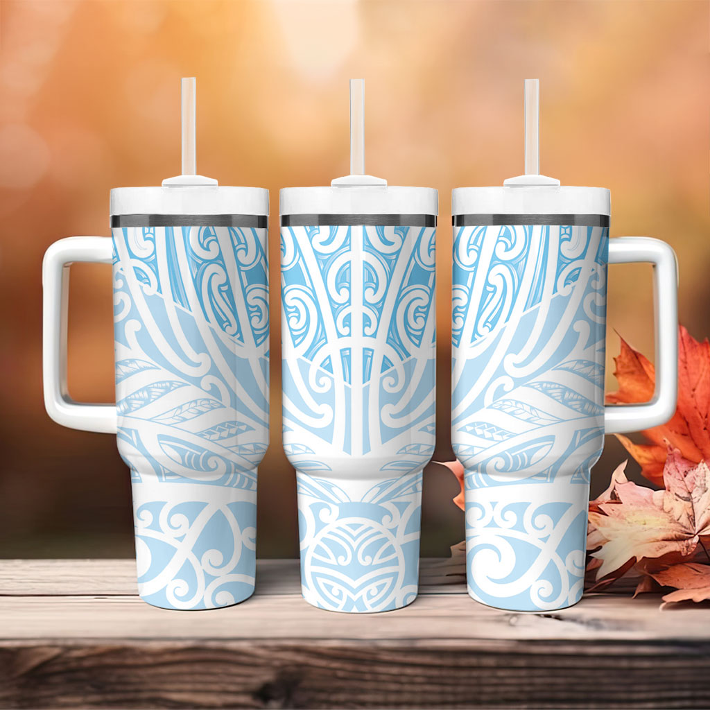 Blue New Zealand Puhoro Maori Tattoo Tumbler With Handle