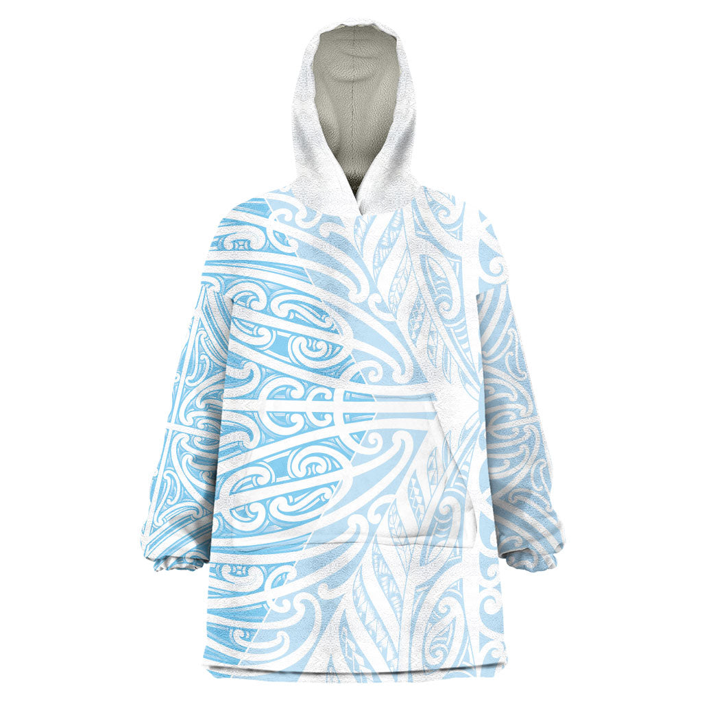 Blue New Zealand Puhoro Maori Tattoo Wearable Blanket Hoodie LT14 One Size Blue - Polynesian Pride