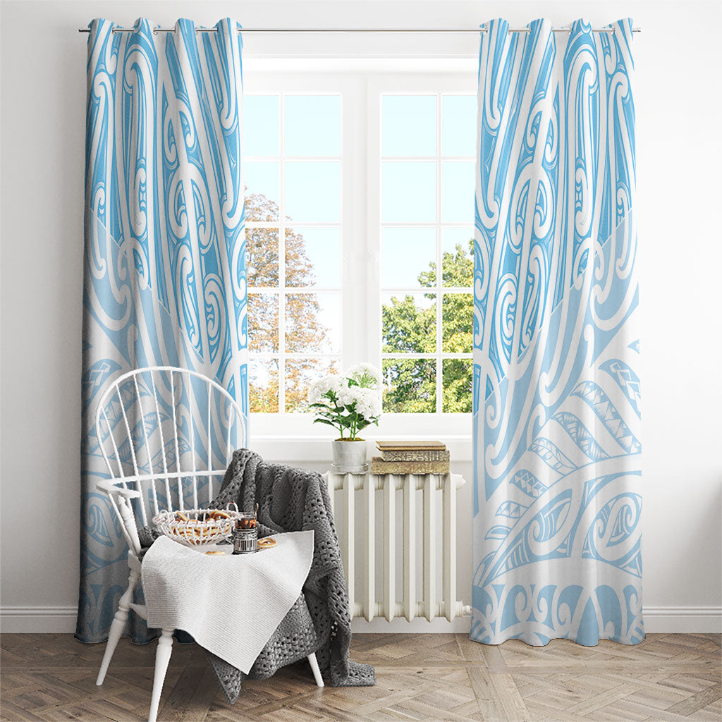 Blue New Zealand Puhoro Maori Tattoo Window Curtain