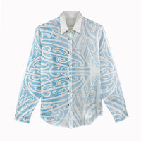 Blue New Zealand Puhoro Maori Tattoo Women Casual Shirt