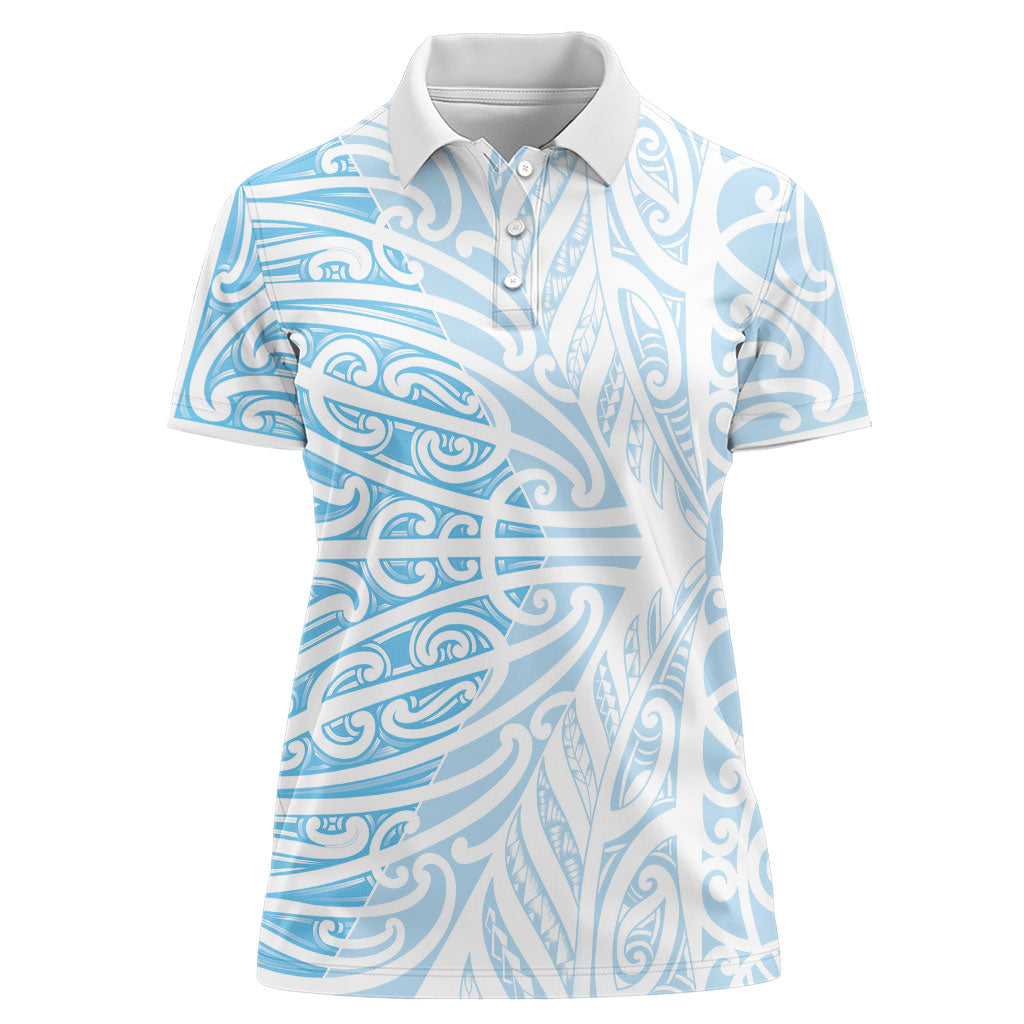 Blue New Zealand Puhoro Maori Tattoo Women Polo Shirt LT14 Female Blue - Polynesian Pride