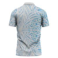 Blue New Zealand Puhoro Maori Tattoo Zipper Polo Shirt