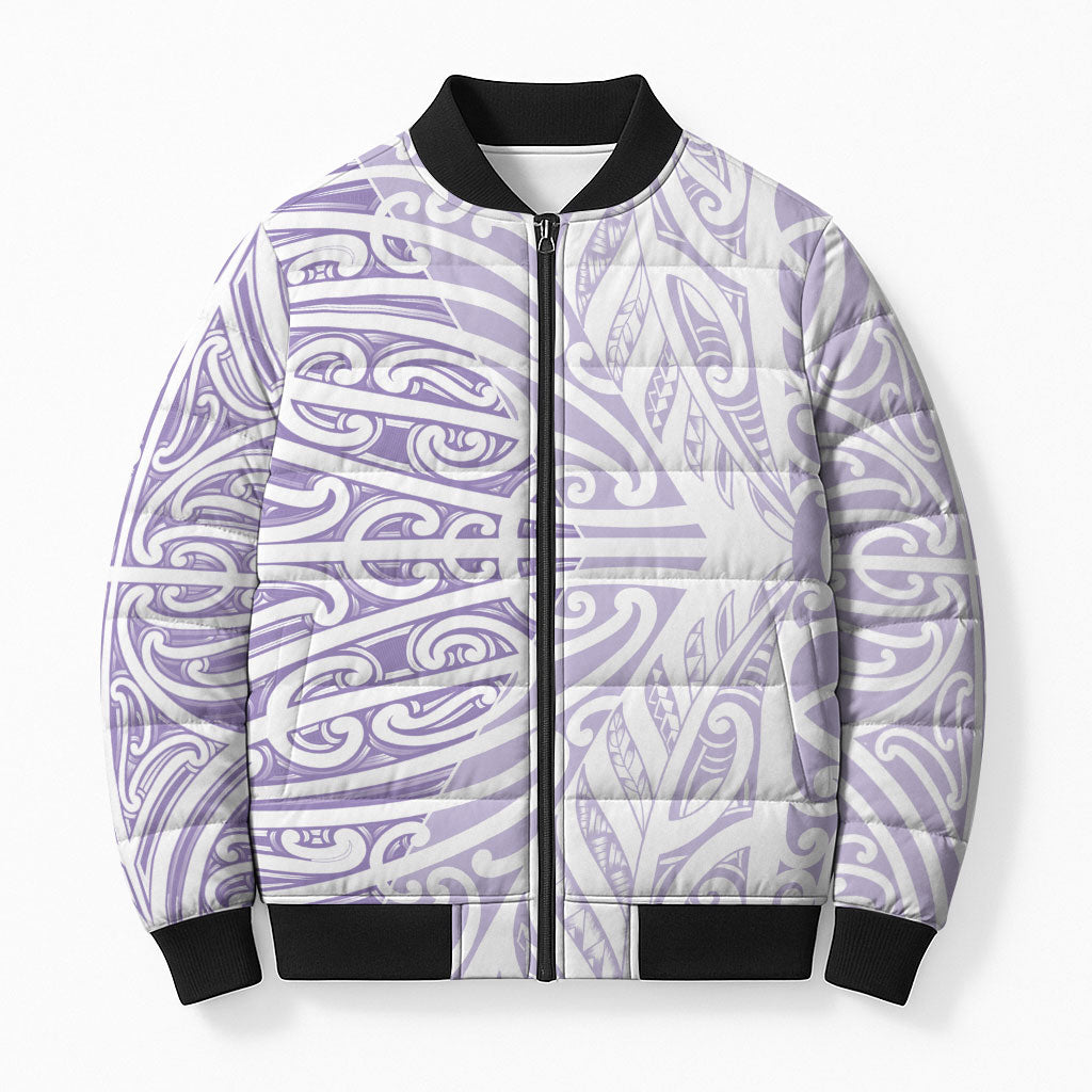 Purple New Zealand Puhoro Maori Tattoo Bomber Puffer Jacket LT14 Unisex Purple - Polynesian Pride