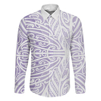 Purple New Zealand Puhoro Maori Tattoo Family Matching Long Sleeve Bodycon Dress and Hawaiian Shirt
