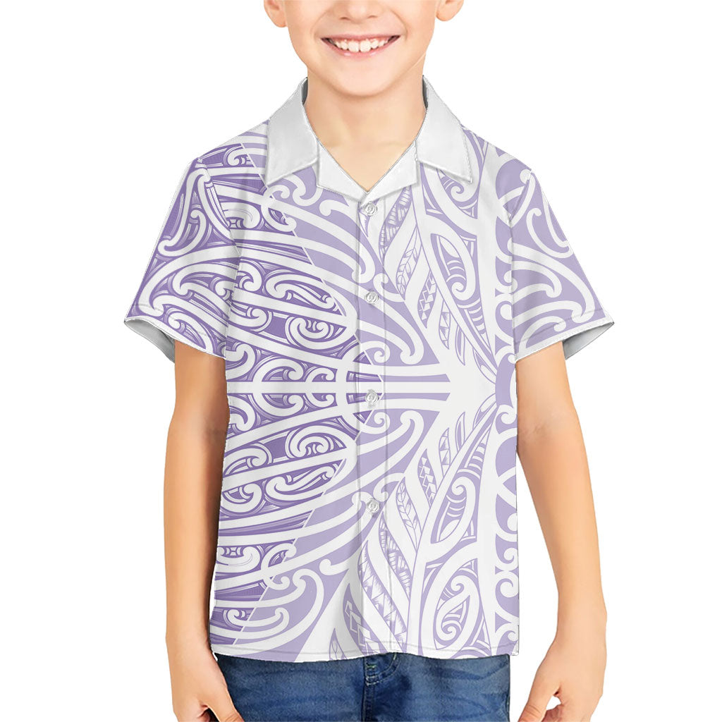 Purple New Zealand Puhoro Maori Tattoo Family Matching Mermaid Dress and Hawaiian Shirt