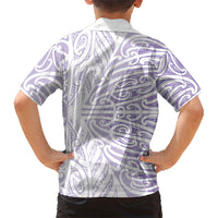 Purple New Zealand Puhoro Maori Tattoo Family Matching Off The Shoulder Long Sleeve Dress and Hawaiian Shirt