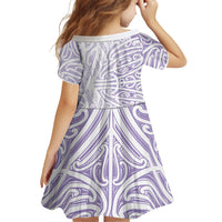 Purple New Zealand Puhoro Maori Tattoo Family Matching Off The Shoulder Long Sleeve Dress and Hawaiian Shirt