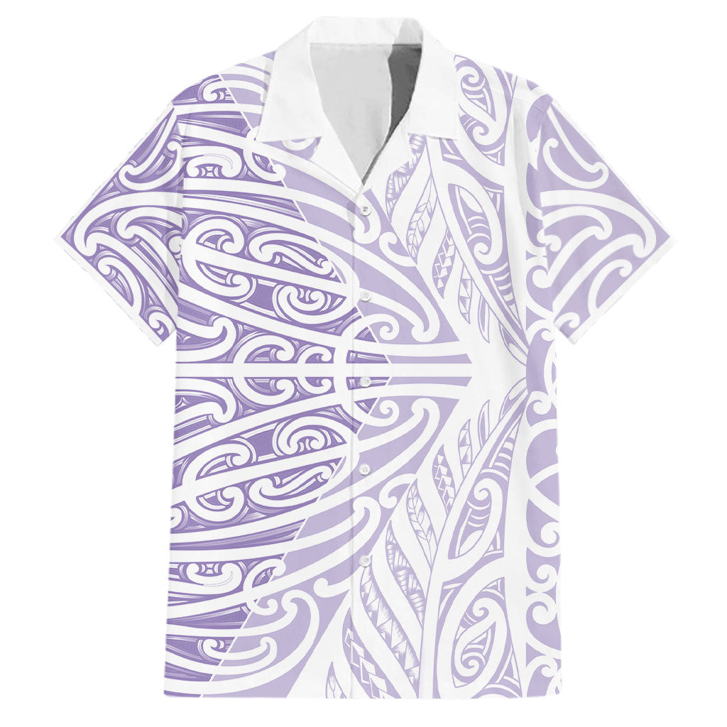 Purple New Zealand Puhoro Maori Tattoo Family Matching Off The Shoulder Long Sleeve Dress and Hawaiian Shirt
