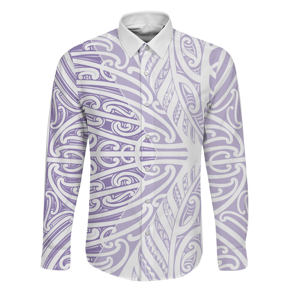 Purple New Zealand Puhoro Maori Tattoo Family Matching Off Shoulder Maxi Dress and Hawaiian Shirt