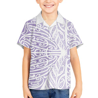 Purple New Zealand Puhoro Maori Tattoo Family Matching Off Shoulder Maxi Dress and Hawaiian Shirt