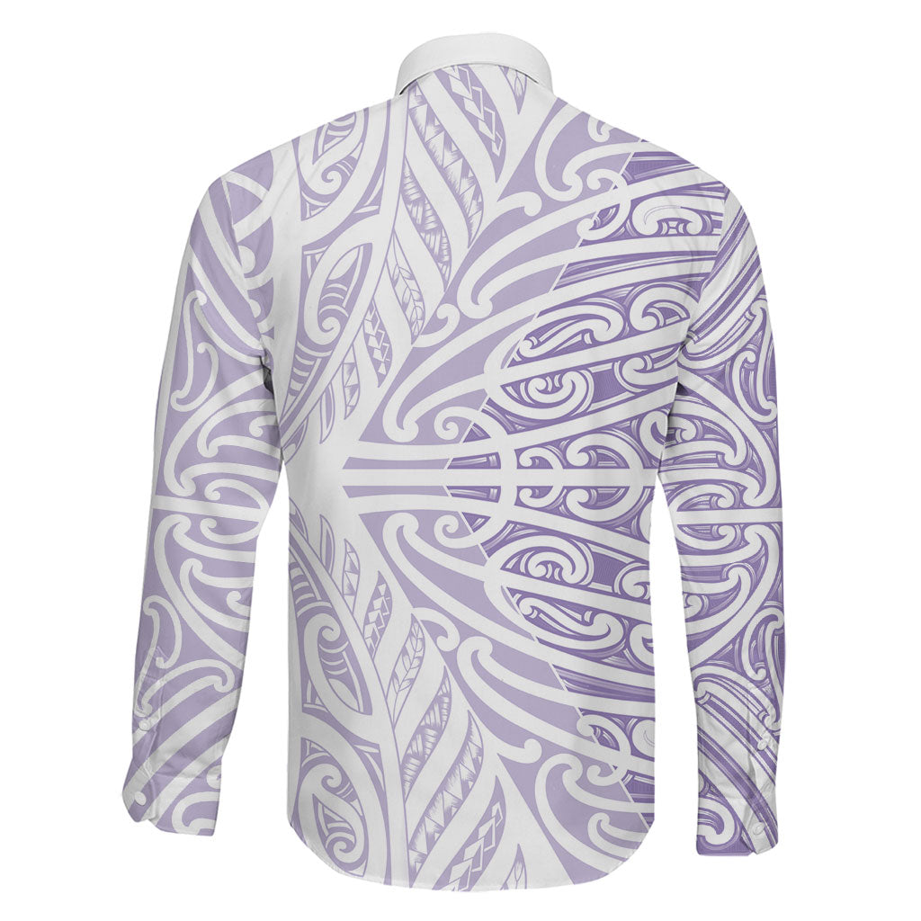 Purple New Zealand Puhoro Maori Tattoo Family Matching Off Shoulder Short Dress and Hawaiian Shirt