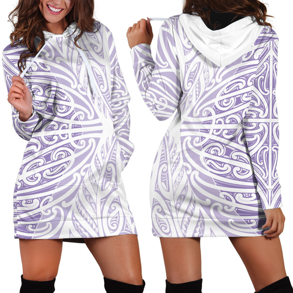 Purple New Zealand Puhoro Maori Tattoo Hoodie Dress
