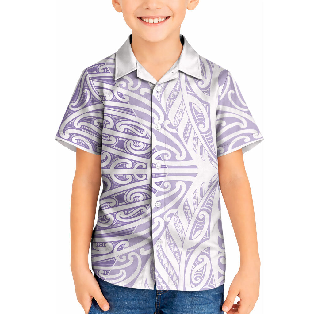 Purple New Zealand Puhoro Maori Tattoo Kid Hawaiian Shirt LT14 Kid Purple - Polynesian Pride