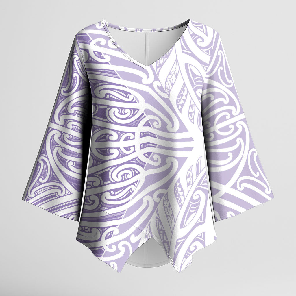 Purple New Zealand Puhoro Maori Tattoo Kimono Sleeve Blouse LT14 Female Purple - Polynesian Pride