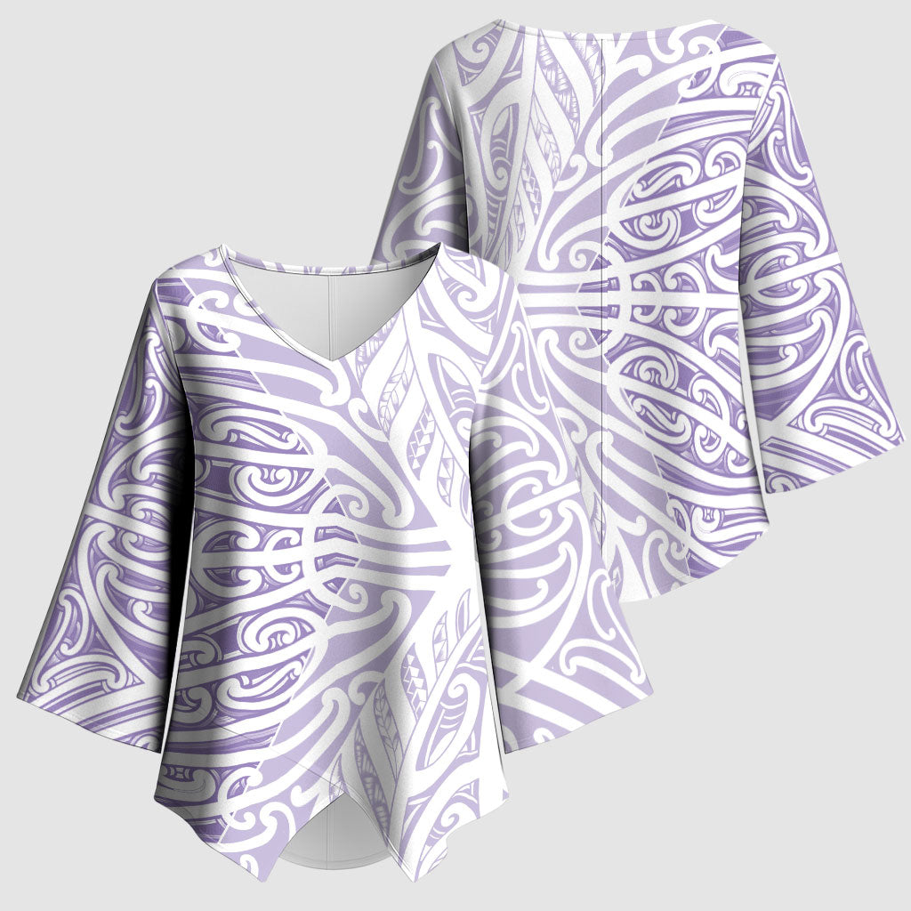 Purple New Zealand Puhoro Maori Tattoo Kimono Sleeve Blouse