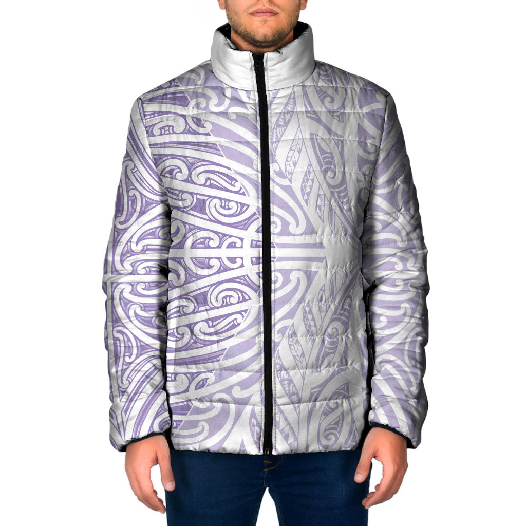 Purple New Zealand Puhoro Maori Tattoo Padded Jacket