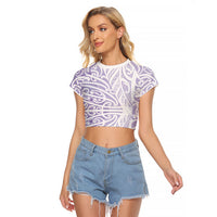 Purple New Zealand Puhoro Maori Tattoo Raglan Cropped T Shirt