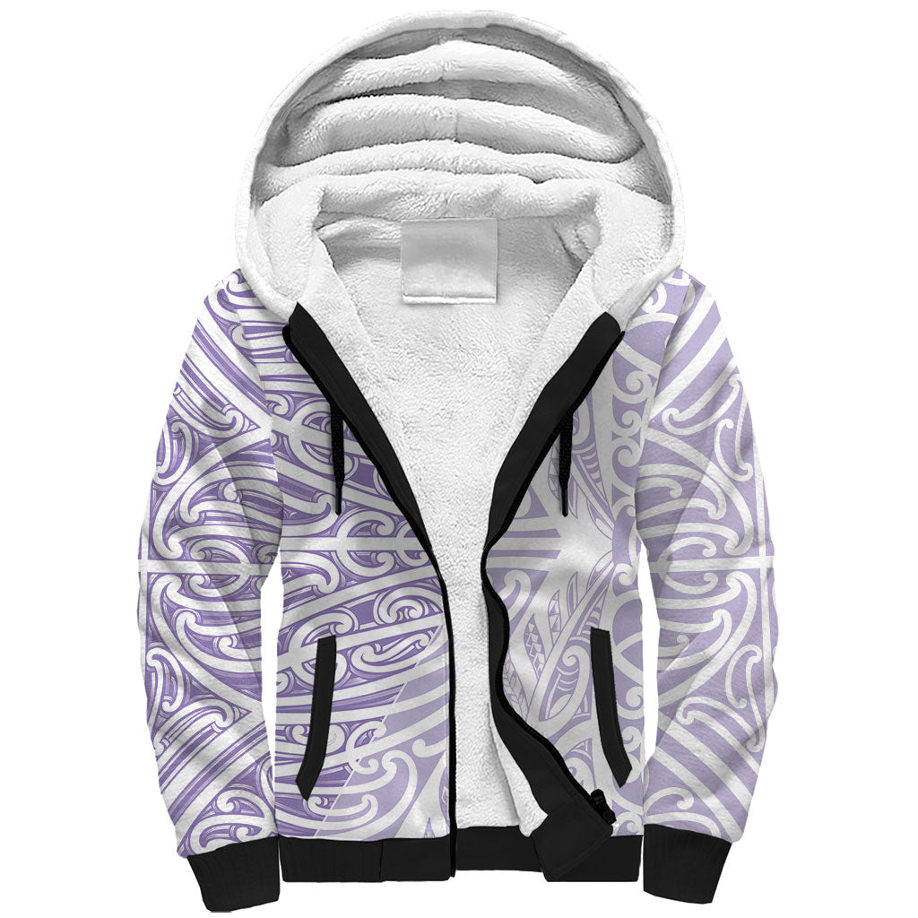 Purple New Zealand Puhoro Maori Tattoo Sherpa Hoodie LT14 Unisex Purple - Polynesian Pride
