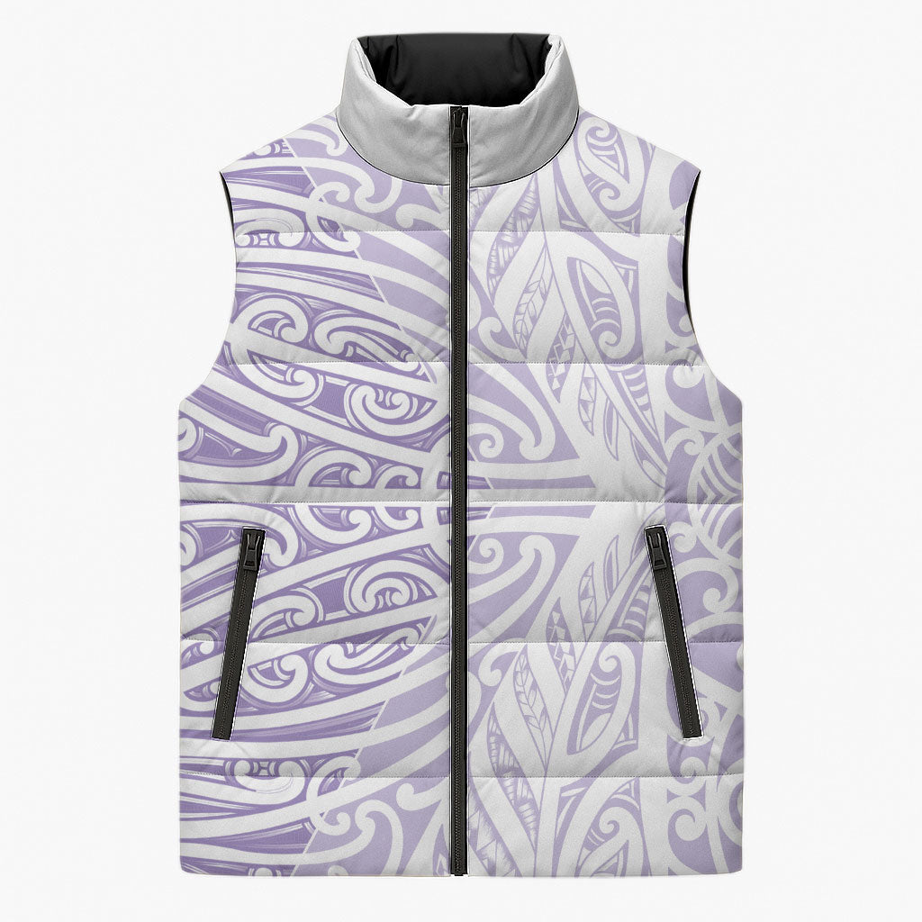 Purple New Zealand Puhoro Maori Tattoo Sleeveless Puffer Jacket LT14 Unisex Purple - Polynesian Pride